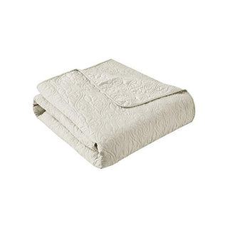 Madison Park Quebec Luxury Oversized Quilted Throw IvoryPremium Soft Cozy Microfiber With Cotton Fill For Bed