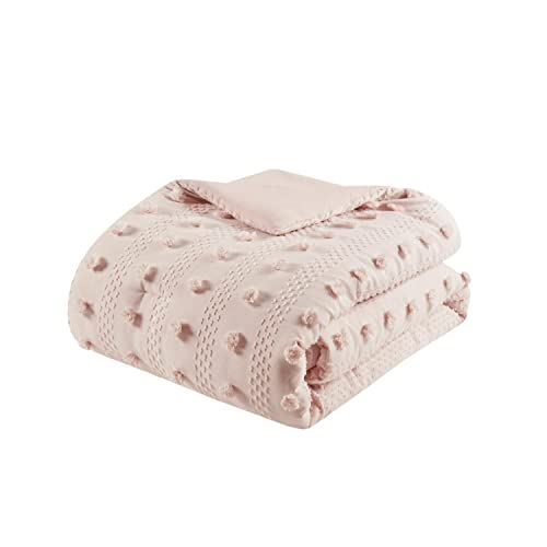 Intelligent Design Clip Jacquard Queen Comforter Set with Pink Finish ID10-2193