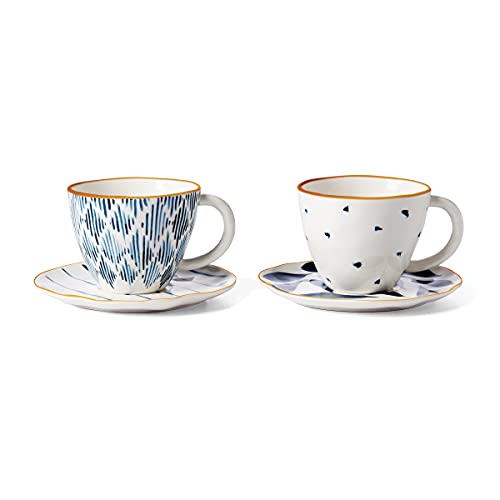 Lenox Blue Bay 4-Piece Teacup & Saucer Set, 2.09, White