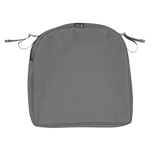 Classic Accessories Montlake FadeSafe FadeSafe Water-Resistant 20 x 20 x 2 Inch Contoured Patio Dining Seat Cushion Cover, Light Charcoal, Patio Furniture Cushion Covers
