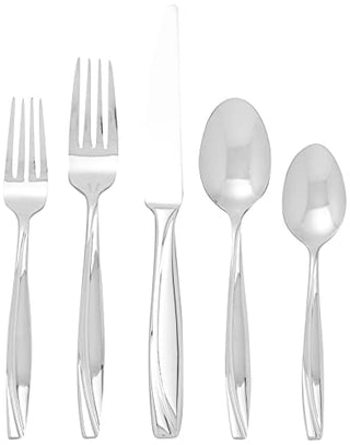 Oneida Camlynn Mirror 45 Piece Casual Flatware Set, 18/0 Stainless, Service for 8,Silver