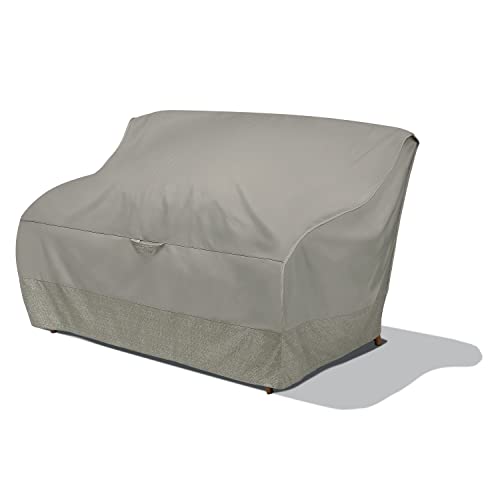 Duck Covers Weekend Water-Resistant Patio Loveseat Cover with Integrated Duck Dome, 60 x 36 x 35 Inch, Moon Rock, Patio Bench Cover
