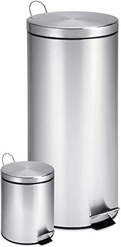 Honey-Can-Do TRS-01886 30-Liter and 3-Liter Stainless Steel Garbage Can Combo