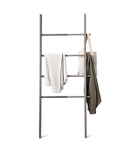 Umbra 320260-918 Hub Ladder, Expandable Freestanding Rack, Bathroom Towel Holder, and Clothes Organizer, Grey,2" x 60" x 27"