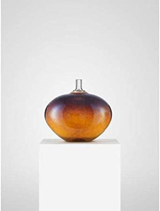 Kosta Boda Beans Golden Brown Crystal Art Vase, 11.4" H X 14.1 W