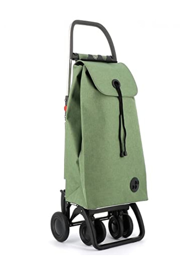 ROLSER I-Max Tweed 4 Wheel 2 Swivelling Foldable Shopping Trolley - Green