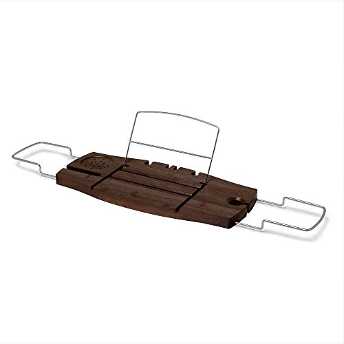 Umbra Aquala Bathtub Caddy Bamboo Extendable and Adjustable Tray Holder, 71.1 x 21.6 x 3.8 cm, Walnut