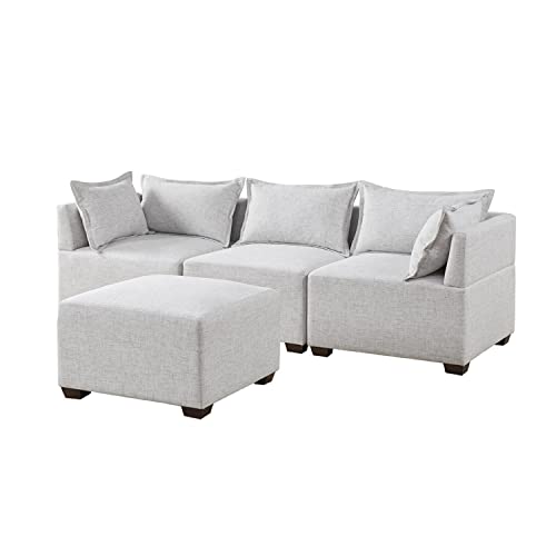 INK+IVY Molly Modular Ottoman with Ivory Finish II101-0507