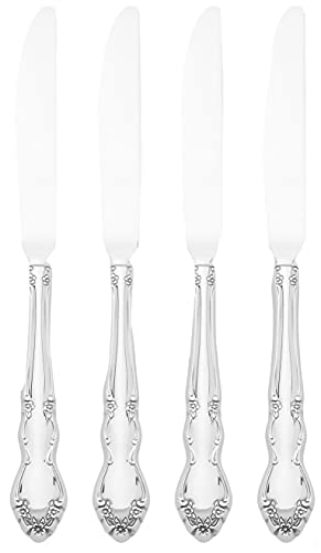 Oneida Dover Fine Flatware Dinner Knives, Set of 4 , 18/10 Stainless Steel, Silverware Set, Dishwasher Safe