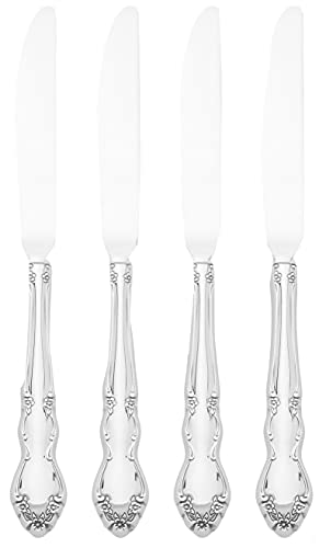 Oneida Dover Fine Flatware Dinner Knives, Set of 4 , 18/10 Stainless Steel, Silverware Set, Dishwasher Safe
