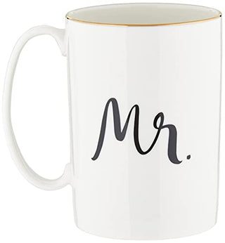 KATE SPADE Bridal Party Mrs. 2Pc Mug Set, 1.55 LB, White