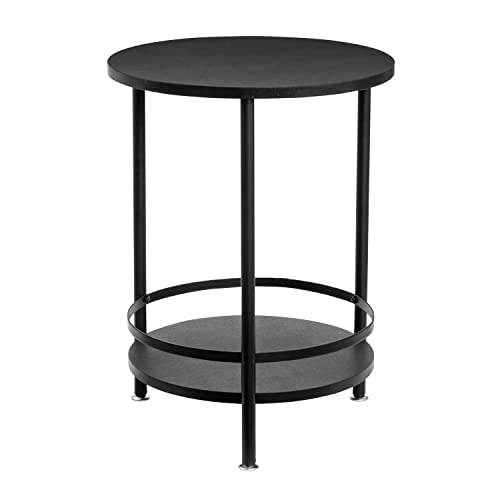 Honey-Can-Do 2 Tier Round Side Table TBL-08798 Black