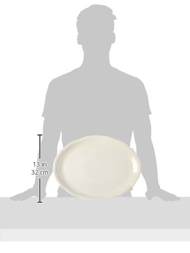 Lenox White French Perle Bead 16" Oval Serving Platter, 3.95 LB