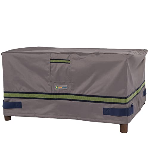 Duck Covers Soteria Waterproof 32 Inch Rectangular Patio Ottoman/Side Table Cover, Outdoor Ottoman Cover Grey