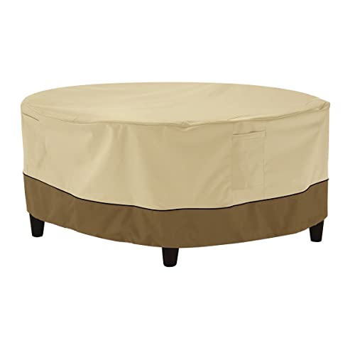 Classic Accessories Veranda Water-Resistant 24 Inch Round Patio Ottoman/Coffee Table Cover, Outdoor Table Cover