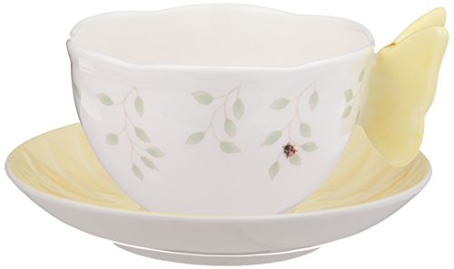 Lenox Butterfly Meadow Figural Cup and Saucer Set, Yellow