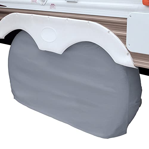 Classic Accessories Over Drive RV Dual Axle Wheel Cover, Wheels 30"-33"DIA, Grey, Motorhome Trailer Camper Van, Heavy-Duty Vinyl, Universal Fit, Polyester, Camper Travel Trailer Accessories