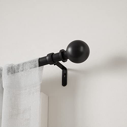 Umbra Bolas Modern 1 Curtain Rod, Includes 2 Matching Finials, Brackets & Hardware, 36 to 72-Inch, Black