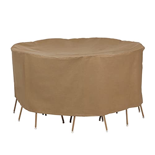 Duck Covers Essential Water-Resistant 108 Inch Round Patio Table & Chair Set Cover, Outdoor Table Cover
