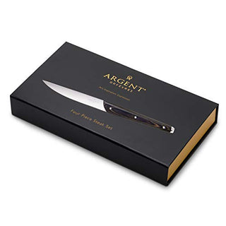 Hampton Forge Epigram Clevedon Pakkawood Cutlery Set, 4 Pieces, Brown/SIlver