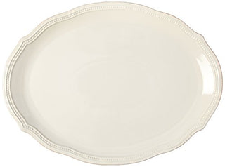Lenox White French Perle Bead 16" Oval Serving Platter, 3.95 LB