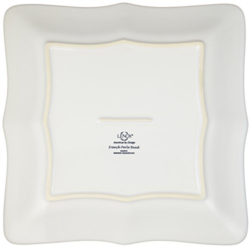 Lenox White French Perle Bead Square Dinner Plate, 2.40 LB
