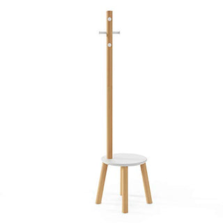 Umbra Pillar Coat Rack, Clothing Hanger, Umbrella Holder, and Hat Organizer, Great for Entryway, White/Natural