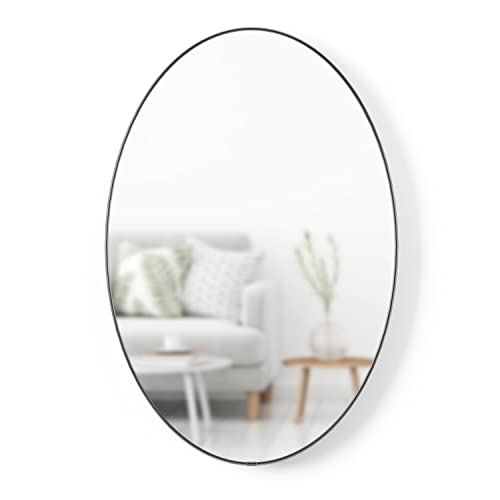 Umbra Hub Oval Wall Mirror for Entryways, Living Rooms, Bathrooms and More, Metallic Titanium