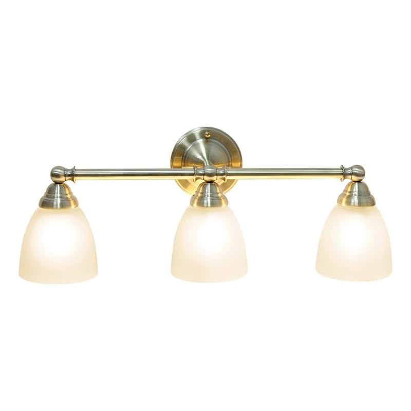 Lalia Home Essentix Traditional Three Light Metal and Translucent Glass Shade Vanity Uplight Downlight Wall Mounted Fixture for Bathroom, Entryway, Hallway