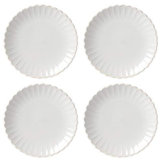 Lenox French Perle Scallop 4-Piece Dinner Plate Set, 7.40 LB, White