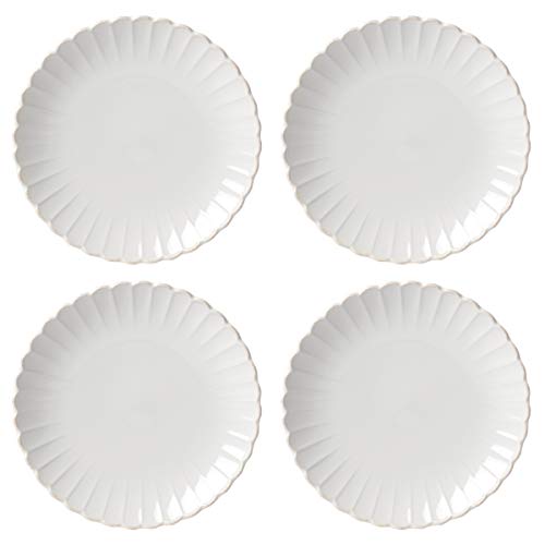 Lenox French Perle Scallop 4-Piece Dinner Plate Set, 7.40 LB, White