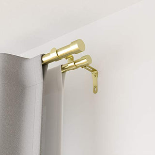 Umbra Cappa Double Curtain Rod, Includes 2 Matching Finials, Brackets & Hardware, 66 to 120-Inch, Brass by Umbra