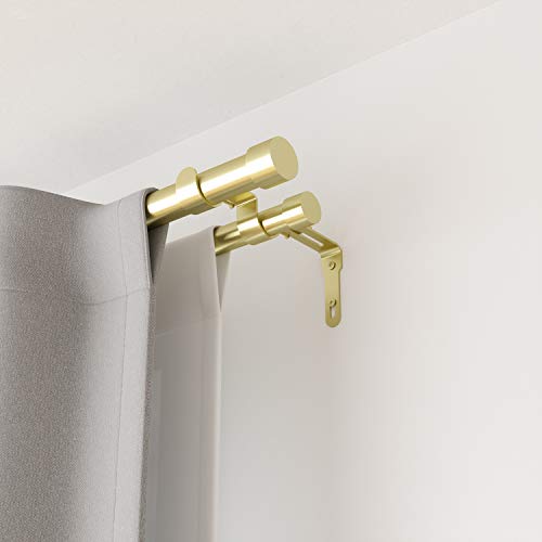 Umbra Cappa Double Curtain Rod, Includes 2 Matching Finials, Brackets & Hardware, 66 to 120-Inch, Brass