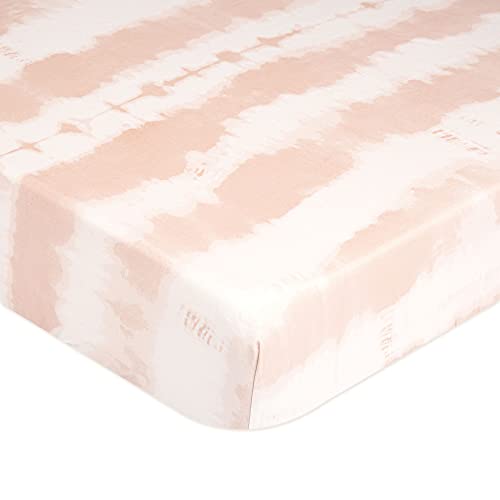 Crane Baby Soft Cotton Crib Mattress Sheet, Fitted Crib Sheet for Boys and Girls, Pink Tie-Dye, 28”w x 52”h x 9”d, Multicolor, Small Single