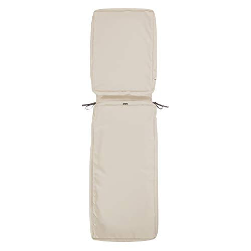Classic Accessories Montlake FadeSafe FadeSafe Water-Resistant 74 x 23 x 3 Inch Patio Chaise Lounge Cushion Cover, Antique Beige, Patio Furniture Cushion Covers