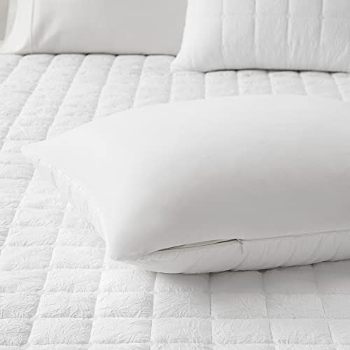 N Natori Cocoon Oversized Comforter Set Classic Box Quilting Modern Down Alternative Filling, All Season Cozy Overfilled And Soft Bedding with Matching Shams, Full/Queen (92 in x 96 in), White 3 Piece