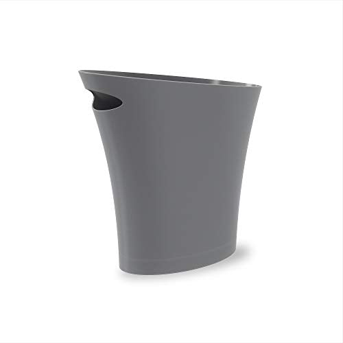 Umbra Skinny Sleek & Stylish Bathroom Trash, Small Garbage Can Wastebasket for Narrow Spaces at Home or Office, Single Pack, Charcoal