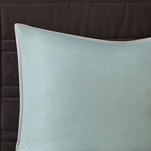 Tinsley 8 Piece Ultra Soft Quilted Comforter Set Bedding, King Size, Seafoam/Grey