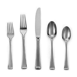 Gorham Column Frosted Stainless Flatware 5-Piece Place Setting, Service for 1, Silver