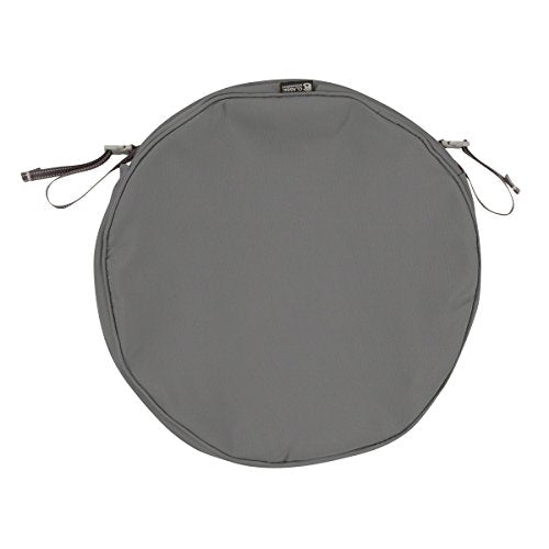 Classic Accessories Montlake FadeSafe Water-Resistant 18 x 2 Inch Round Outdoor Chair Seat Cushion Slip Cover, Patio Furniture Cushion Cover, Light Charcoal Grey, Patio Furniture Cushion Covers