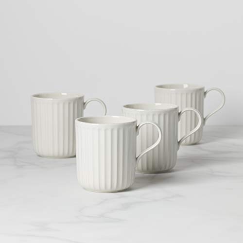 Lenox French Perle Scallop 4-Piece Mug Set, 3.30 LB, White