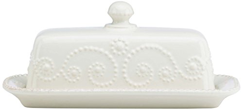 Lenox French Perle Covered Butter Dish, White