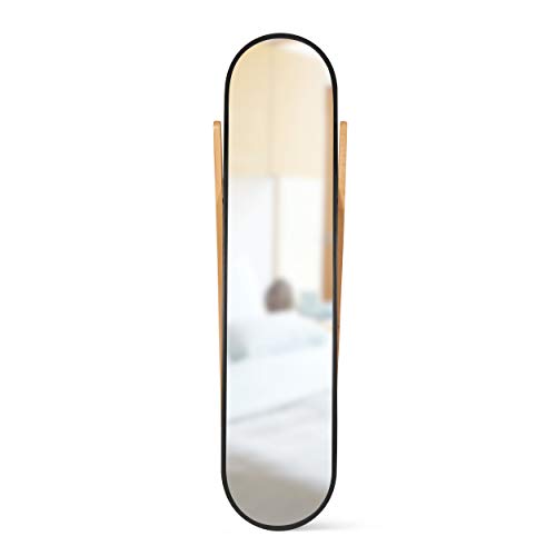 Umbra Hub Mirror with Rubber Frame, Modern Decor for Entryways, Washrooms, Living Rooms, Black, 61.75x16.75 (156.85 x 42.55cm)