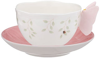 Lenox Butterfly Meadow Figural Cup and Saucer Set, Pink