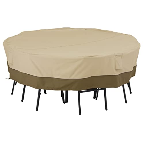Classic Accessories Veranda Water-Resistant 98 Inch Square Patio Table & Chair Set Cover, Outdoor Table and Chair Cover