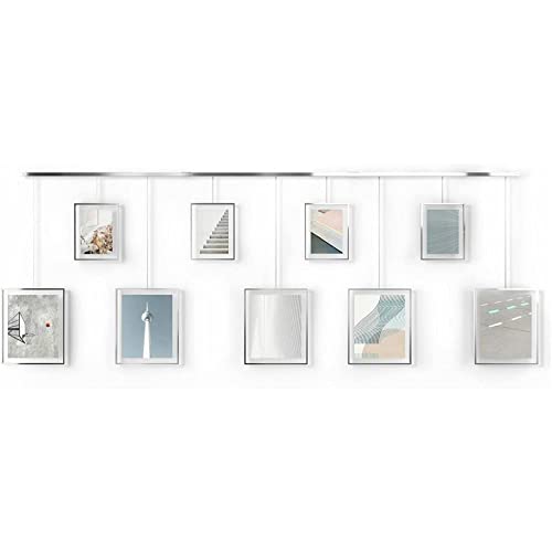 Umbra Exhibit Wall Frame with Metal Rod for Hanging-Rimless Design-Suitable for Living Room, Bathroom, Bedroom, Entryway and More, Chrome