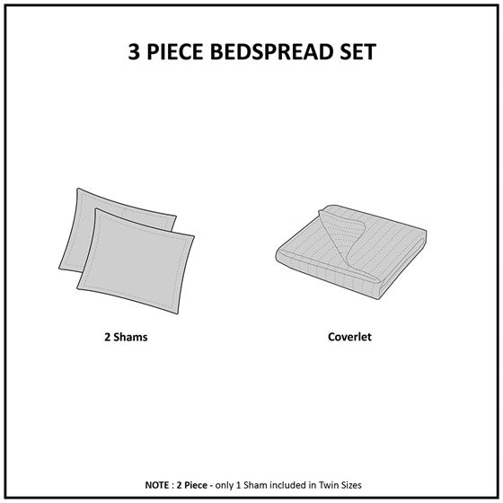 Suri 3 Piece Reversible Cotton Coverlet Set