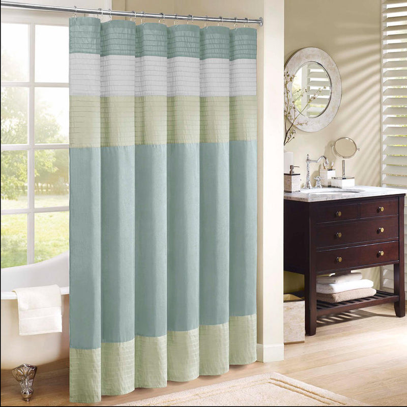 Home Outfitters Green  Faux Silk Shower Curtain 72x72", Shower Curtain for Bathrooms, Transitional
