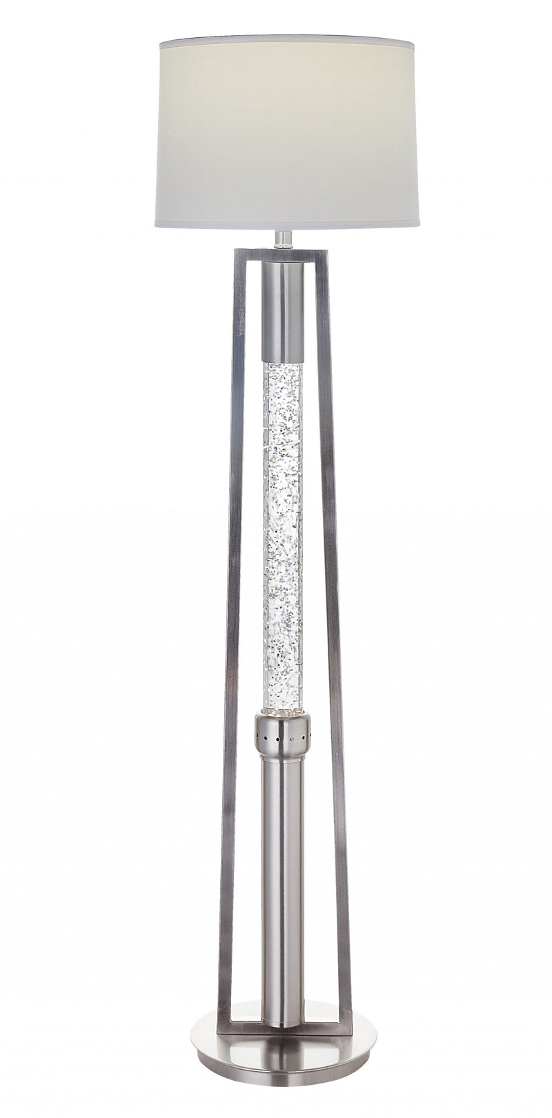 Home Outfitters 15" X 15" X 58" Brushed Nickel Metal Glass Led Shade Floor Lamp