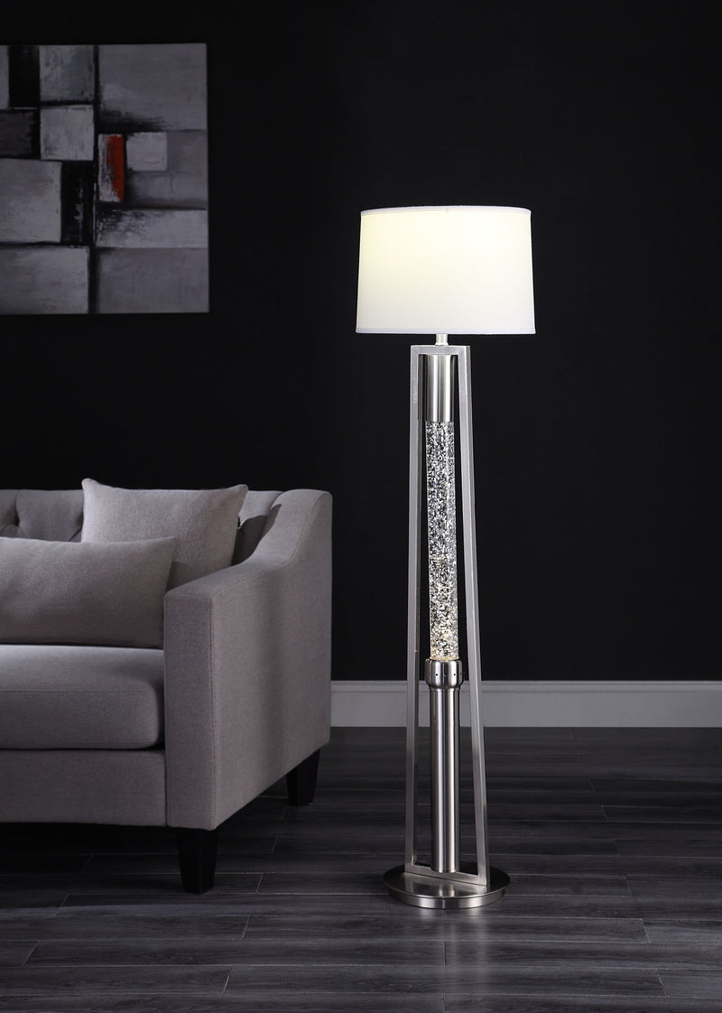 Home Outfitters 15" X 15" X 58" Brushed Nickel Metal Glass Led Shade Floor Lamp